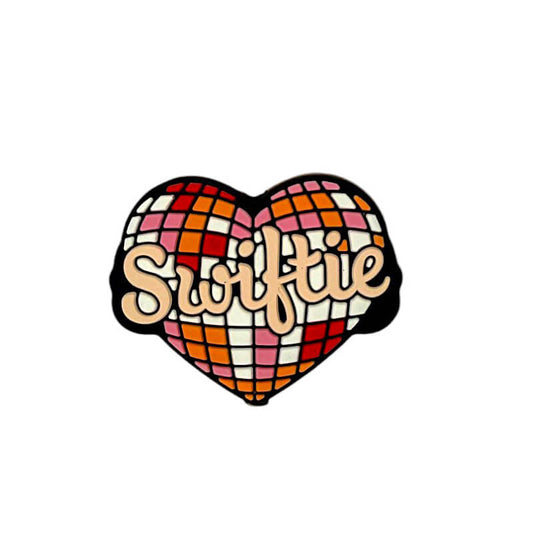 Silicone Focal Beads Love Heart with Script Text Swiftie Design