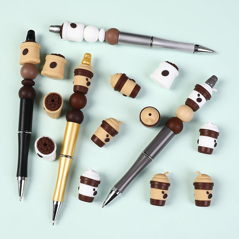 20Pcs Silicone 3D Focal Beads Coffee Cup with Coffee Bean Detail 9
