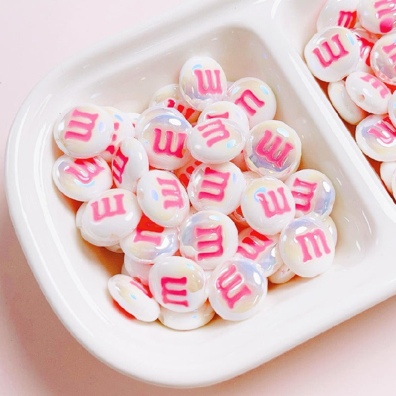 10pcs 14mm M Beans Acrylic Beads Jewelry Making Craft Supplies 15