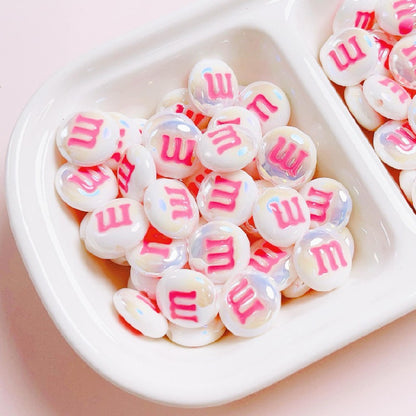 10pcs 14mm M Beans Acrylic Beads Jewelry Making Craft Supplies 15