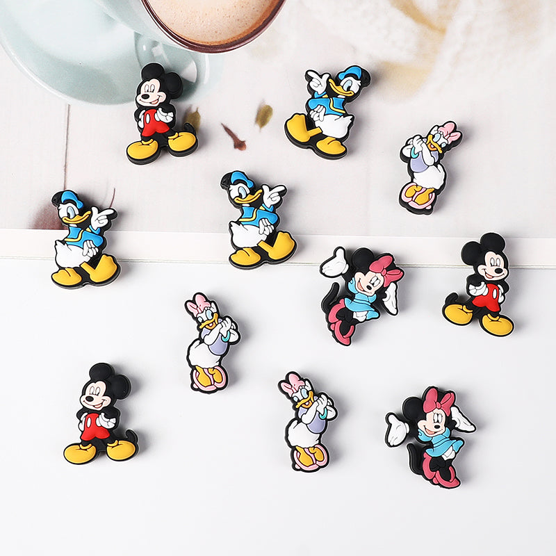 20Pcs Silicone Focal Beads Round Ear Mouse Character Hands on Hips Pose 13