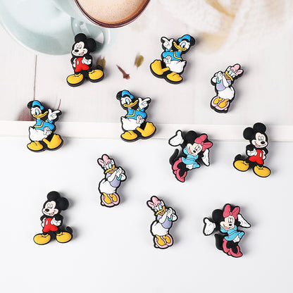 20Pcs Silicone Focal Beads Round Ear Mouse Character Hands on Hips Pose 13