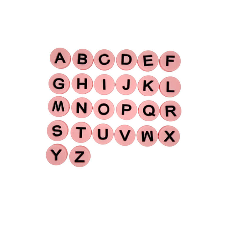 15mm Flat 7 Color 26 English Letters Silicone Focal Beads