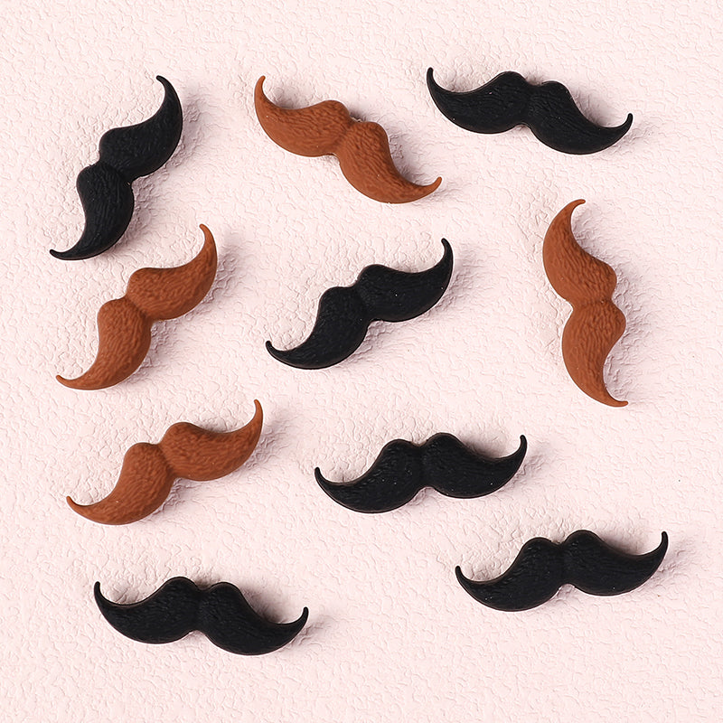 20Pcs Silicone Focal Beads Black Brown Beard Shape 14