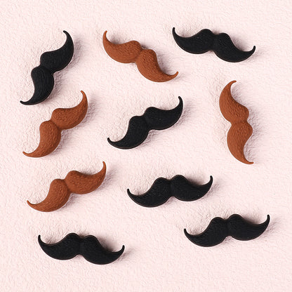 20Pcs Silicone Focal Beads Black Brown Beard Shape 14