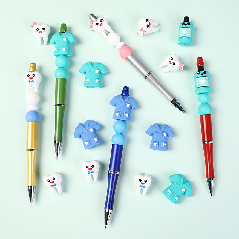 20Pcs Silicone 3D Focal Beads Dentist Mouthwash Teeth and Uniforms 6