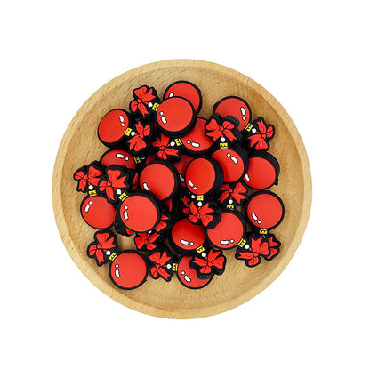 20pcs Silicone Focal Beads Christmas Lights Red Ornament with Bow 2
