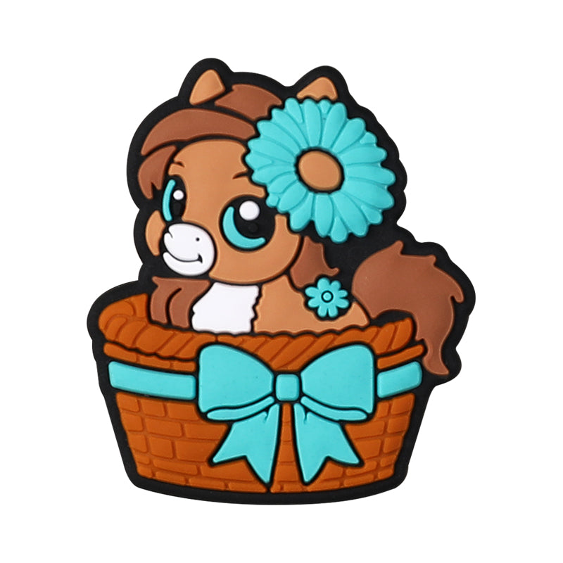 Silicone 3D Focal Beads Cartoon Basket Animals Sitting in Woven Basket 10