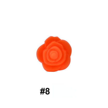 50pcs Silicone Focal Beads Rose Flower Double-Sided Design 11