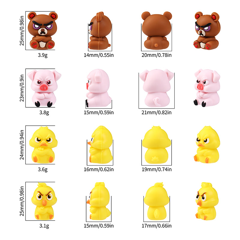 Silicone 3D Focal Beads Angry Animal Front Facing 10