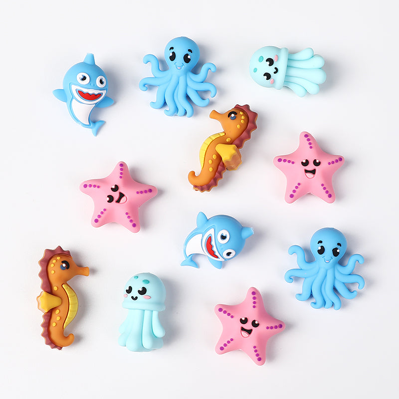 20Pcs Silicone 3D Focal Beads Marine Animals Mixed Set 3
