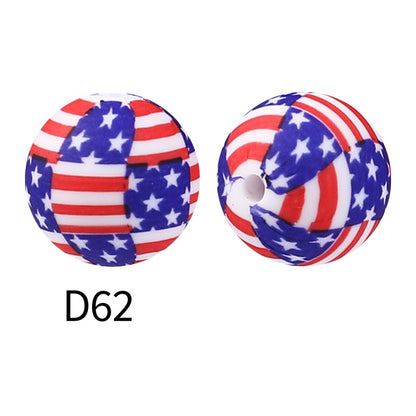 50pcs 15mm Rhombus Printed Silicone Beads Colorful Design 27