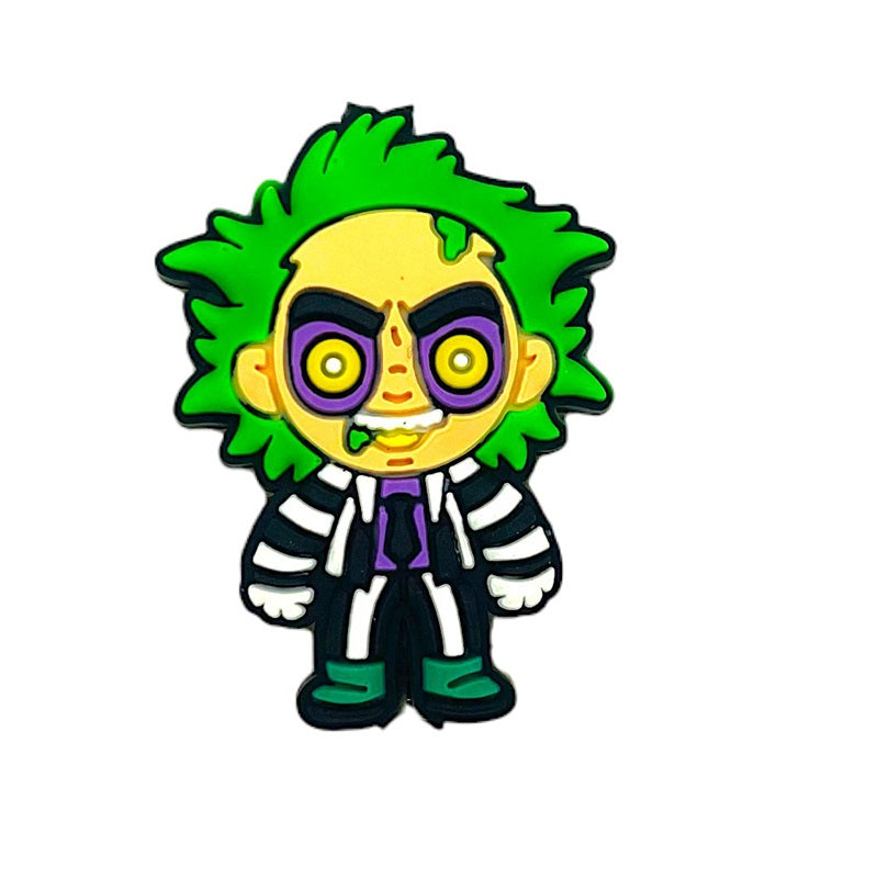 20pcs Silicone Focal Beads Green Hair Yellow Face Striped Suit