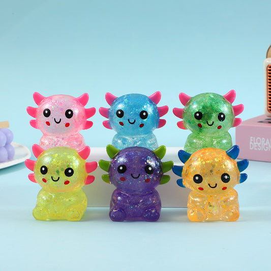 Glitter TPR Squishy Axolotl Sensory Toy