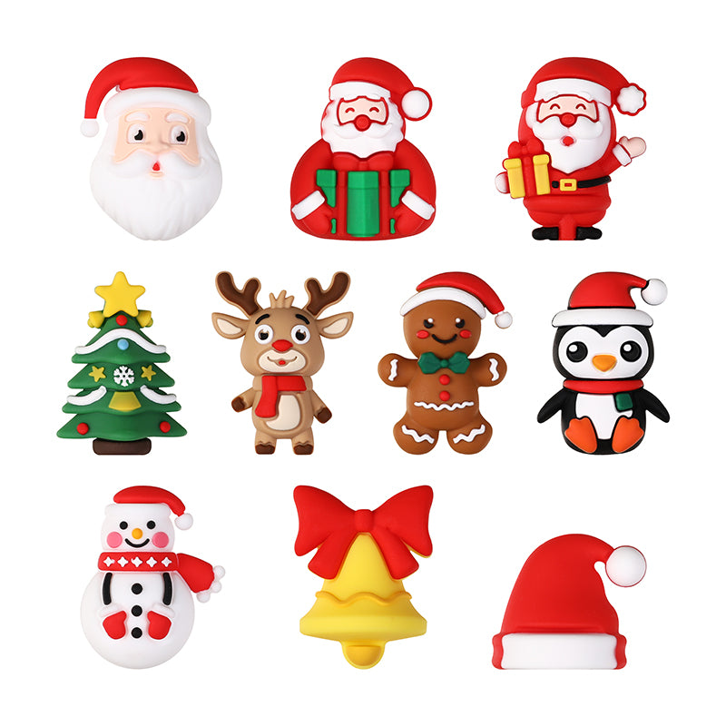 20Pcs Silicone 3D Focal Beads Christmas Themed Gingerbread Man Full Body 13