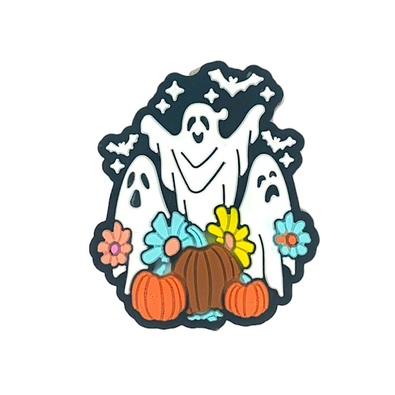 20pcs Silicone Focal Beads Halloween Daisy Ghost Pumpkin Cluster