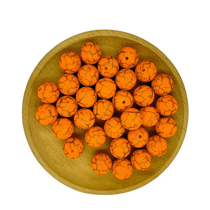 50pcs 15mm Printed Crackle Silicone Beads Colorful Design 11