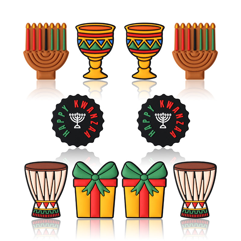 20Pcs Silicone Focal Beads Kwanza Festival Symbol Set