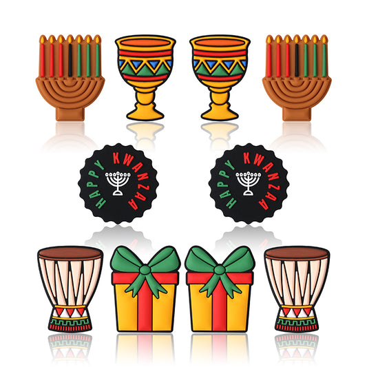 20Pcs Silicone Focal Beads Kwanza Festival Symbol Set