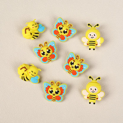 Silicone 3D Focal Beads Bee Butterfly with Smiling Faces 7