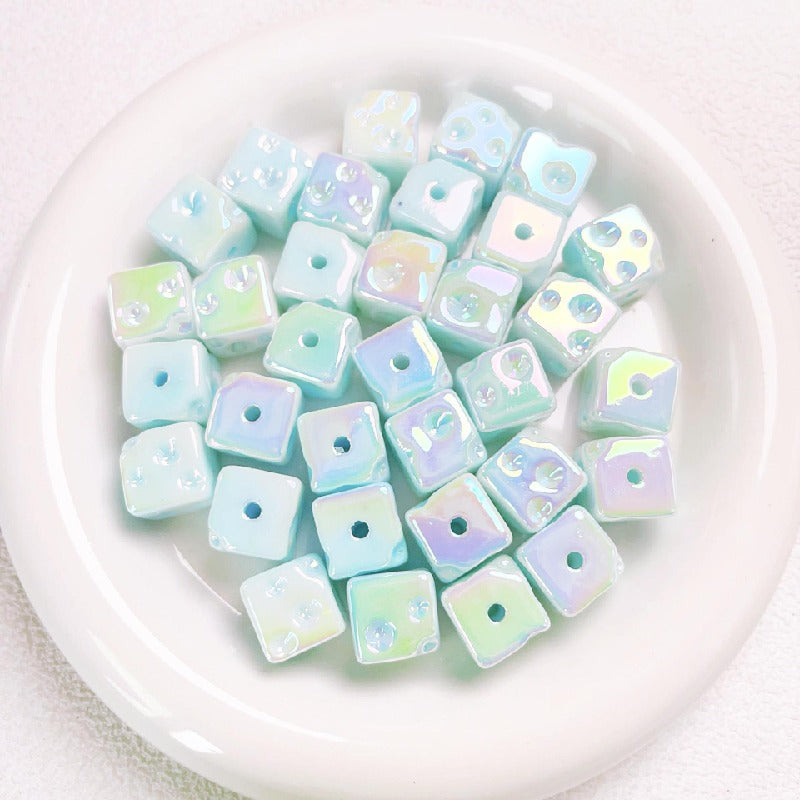 10pcs 14.5mm Light In The Dark Acrylic Cheese Cube Beads 7