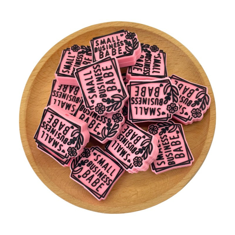 20pcs Silicone Focal Beads Small Business Babe Floral Frame 2