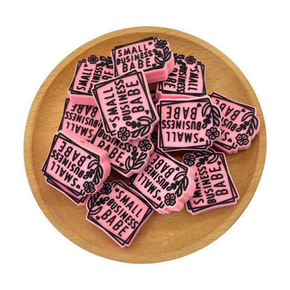 20pcs Silicone Focal Beads Small Business Babe Floral Frame 2