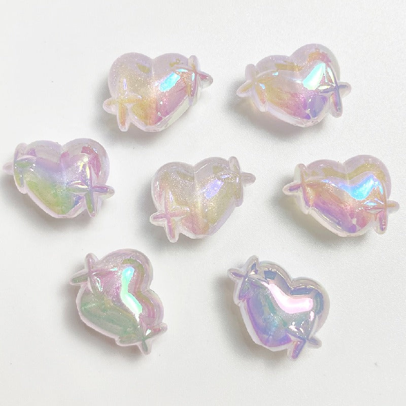 50pcs 14x20mm UV Finish Light In The Dark Heart Star Acrylic Beads 7