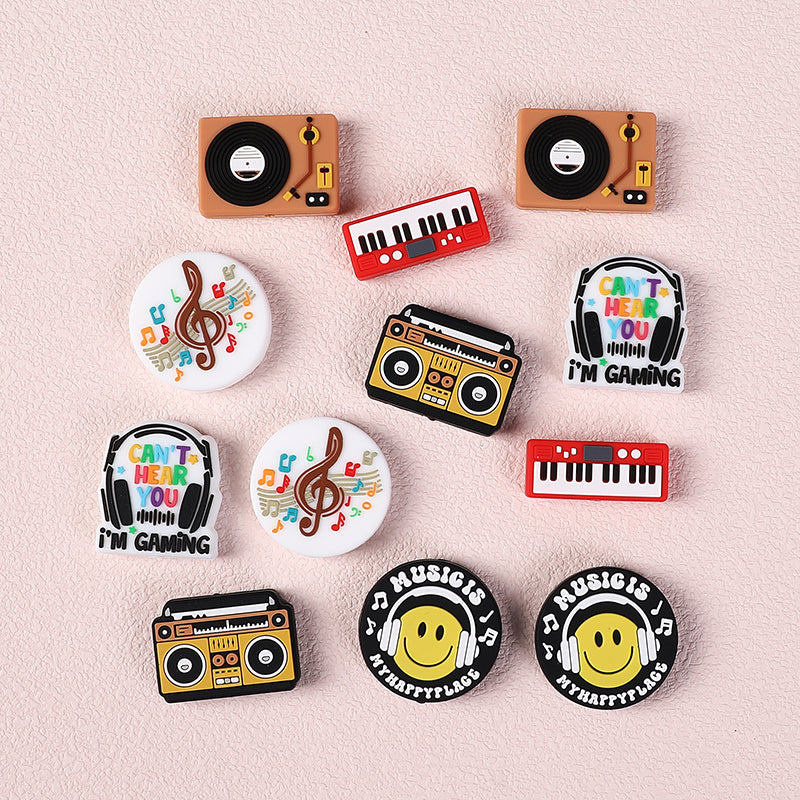 Silicone Focal Beads Music Themed Instrument Variety Set 4