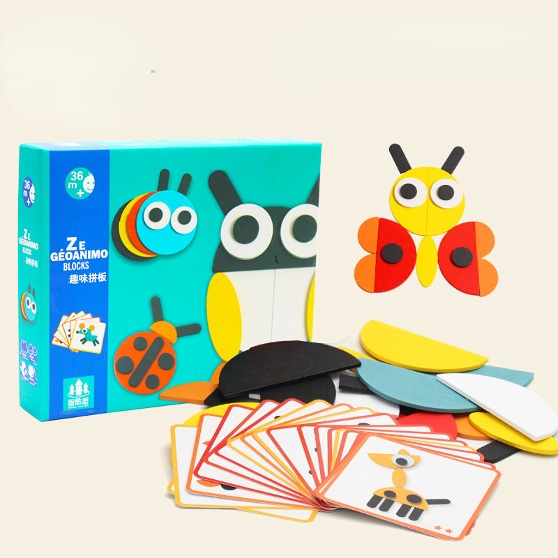 Wooden Tangram Puzzle Montessori Toys Educational Activity Set 3