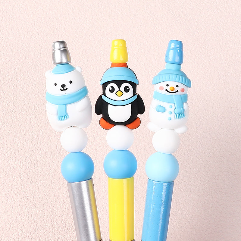 20Pcs Silicone 3D Focal Beads Polar Bear Snow Monster Winter Theme 8