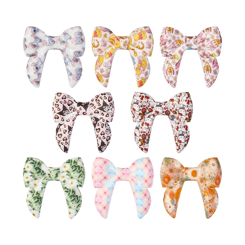 10Pcs Silicone 3D Focal Beads Colorful Bow Printed Shape 2