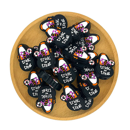 Silicone Focal Beads Halloween Candy Bag Trick Or Treat Text Detail 2