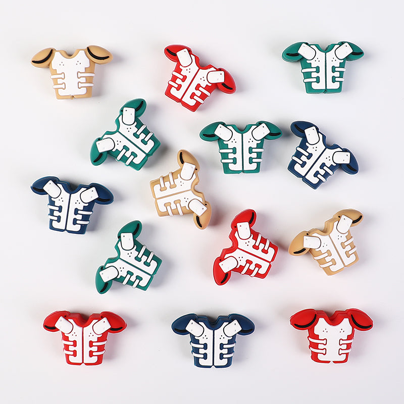 20Pcs Silicone 3D Focal Beads Color Olive Armor Front Facing 4