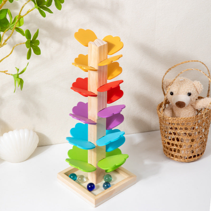 Wooden Marble Run Musical Tree Educational Toy 19cm 4