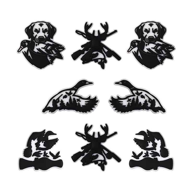 20Pcs Silicone Focal Beads Hunting Season Deer Antlers Crossed Rifles
