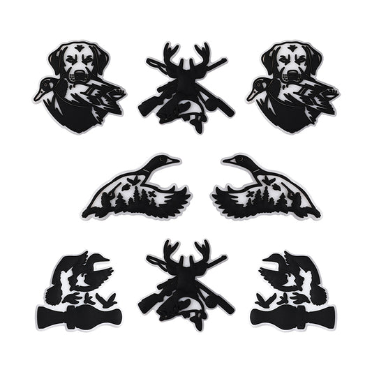 20Pcs Silicone Focal Beads Hunting Season Deer Antlers Crossed Rifles