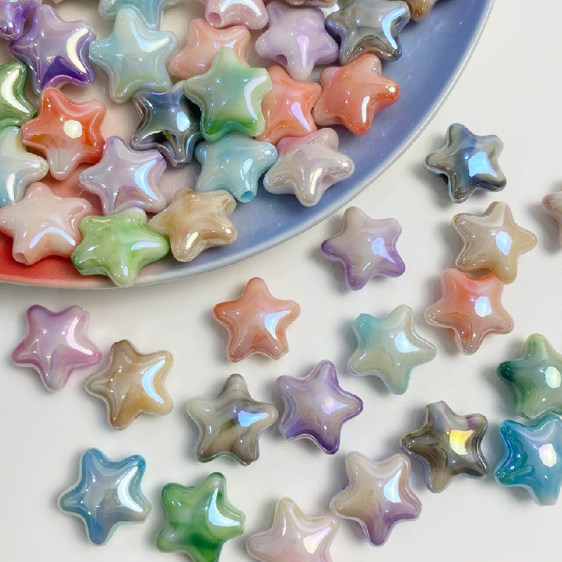 50pcs 22x10mm UV Finish Gradient Star Acrylic Beads 2