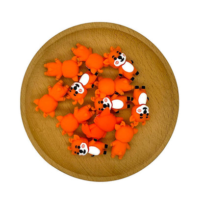 20Pcs Silicone 3D Focal Beads Orange Deer Front Facing 2