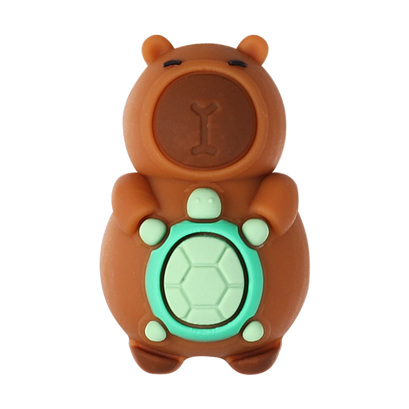 20Pcs Silicone 3D Focal Beads Capybara Holding Flower and Sitting Pose 14