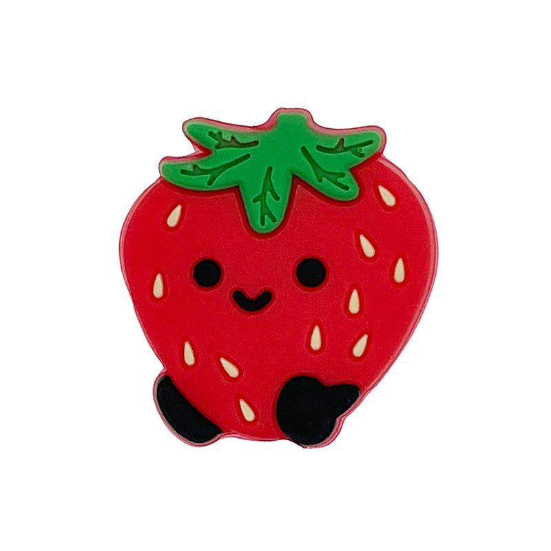 20pcs Silicone Focal Beads Strawberry Cute Smiling Face Design 3