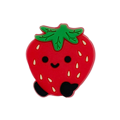 20pcs Silicone Focal Beads Strawberry Cute Smiling Face Design 3