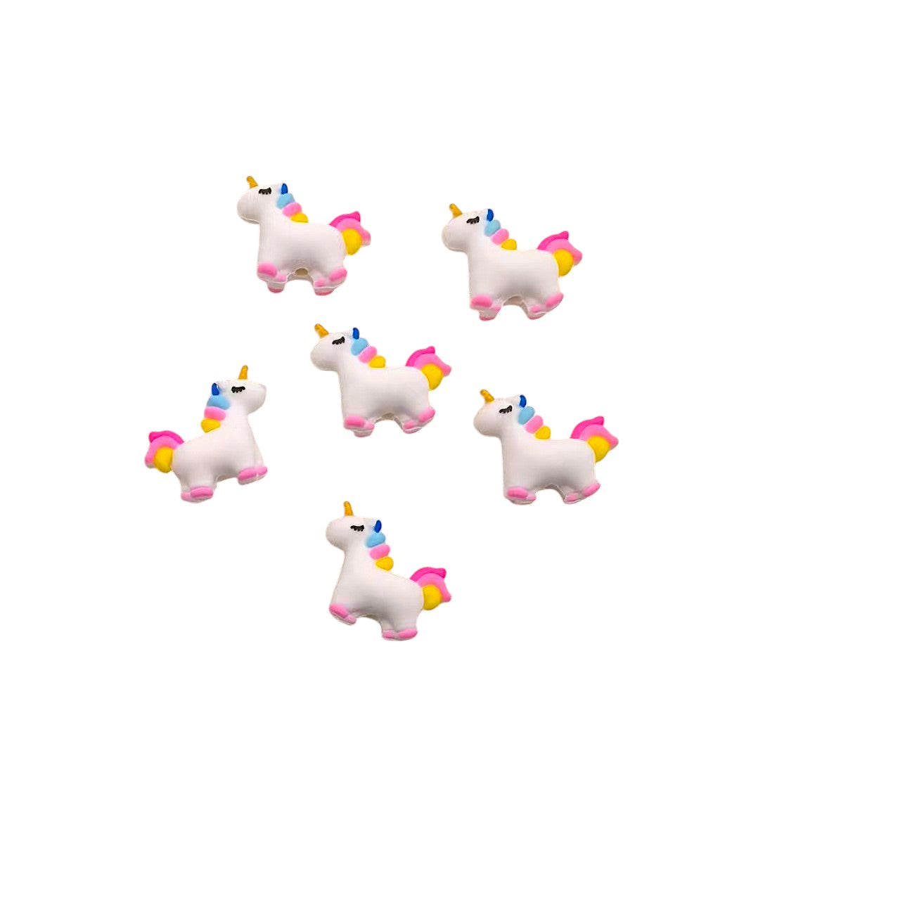 20Pcs Silicone 3D Focal Beads Unicorn Milky White Design 3