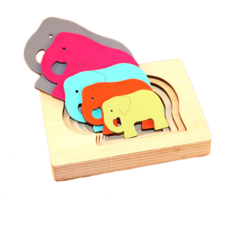 Wooden Multi Layered Gradient Puzzle Montessori Toys for Toddlers 3
