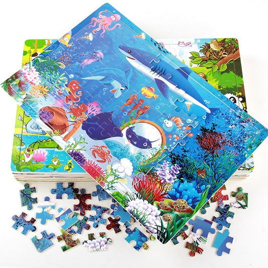 Wooden Puzzle Educational Toy Digital Early Learning 100 Pieces