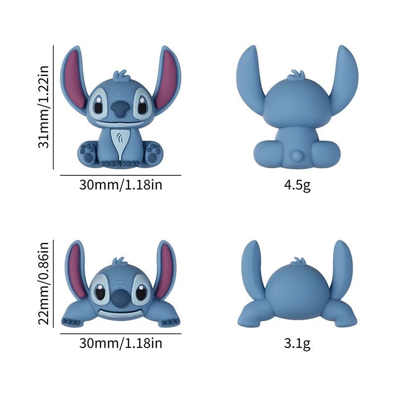 20Pcs Silicone 3D Focal Beads Blue Alien Character Large Ears Half-Lying Posture 8