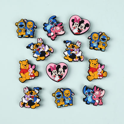 20Pcs Silicone Focal Beads Round Ear Mouse Character with Bow Yellow Bear Round Tummy 5
