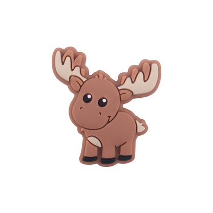 20pcs Silicone Focal Beads Elk Front Facing 3