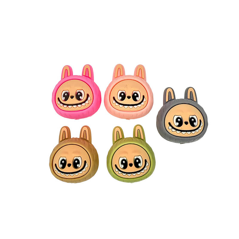 20Pcs Silicone 3D Focal Beads Cute Animal Head With Ears Detail