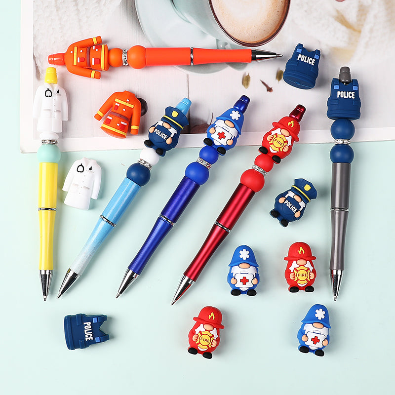 20Pcs Silicone 3D Focal Beads Doctor Police Firefighter Career Medical Theme 8